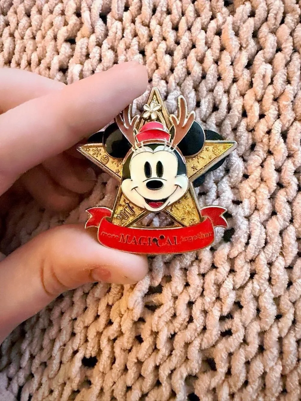 Disney Mickey Mouse Holiday Pin in Red, Gold, Black, White